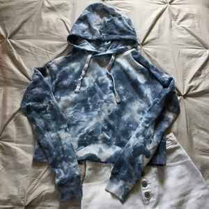 Blue Tie-Dye Crop Hoodie